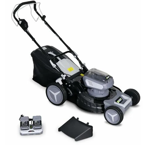 VOLTR 36V – Tondeuse à gazon sans fil tractée Ø46cm – 2x Batteries 18V Lithium 8.0Ah + double chargeur rapide, récupérateur d’herbe 50L