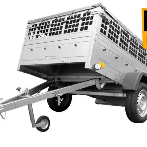 REMORQUE VOITURE UTILITAIRE 200X125 AVEC BÂCHE PLATE, RIDELLES GRILLAGÉES ET ROUE JOCKEY - GARDEN TRAILER 201 KIPP